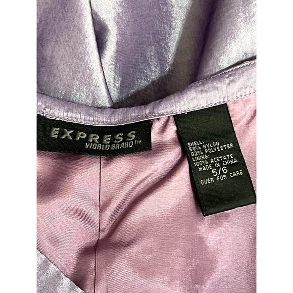 Express Purple Iridescent Silky A-line Event Back Pleat Maxi Skirt Size 5/6 - Picture 7 of 8